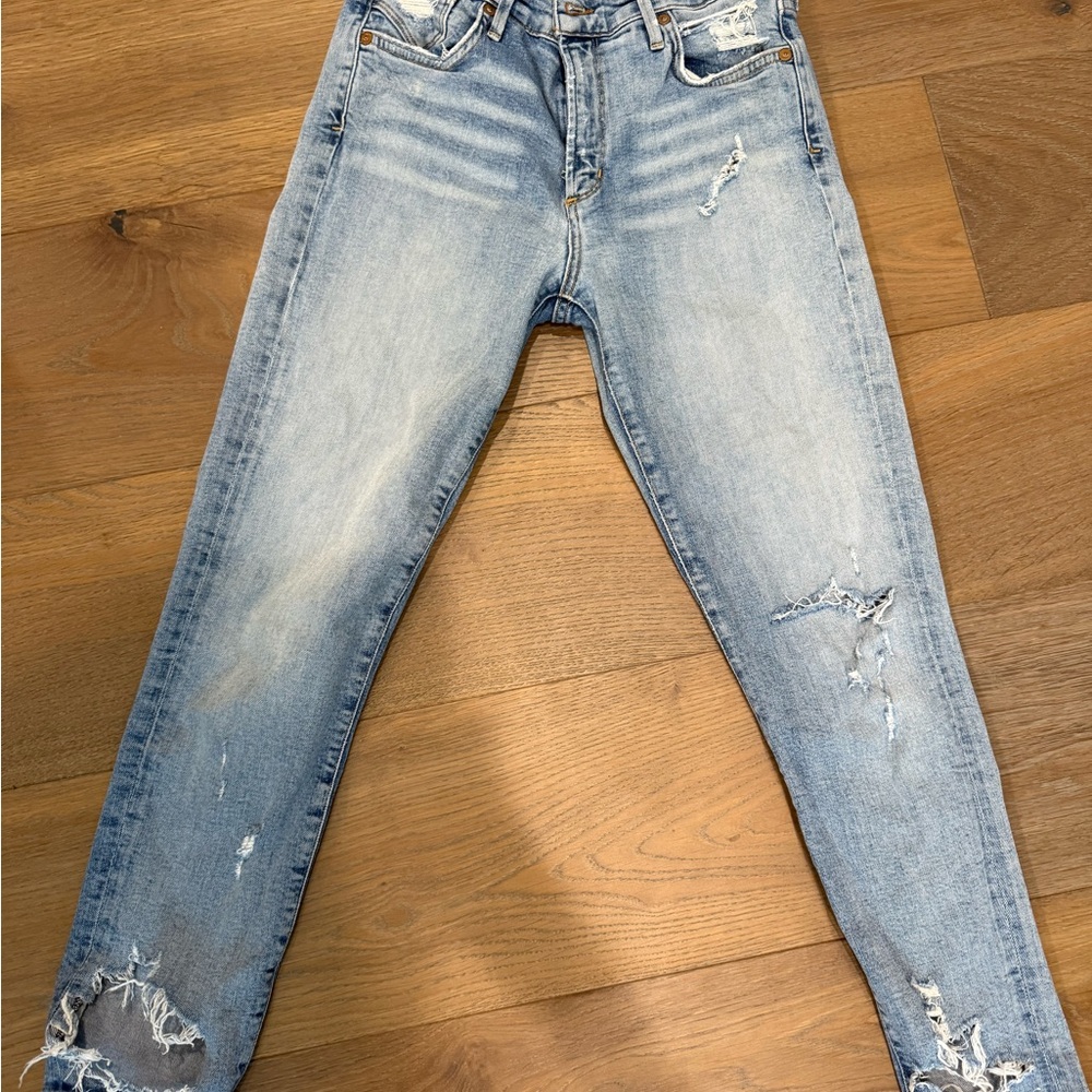 Agolde Light Blue Distressed Skinny Jeans